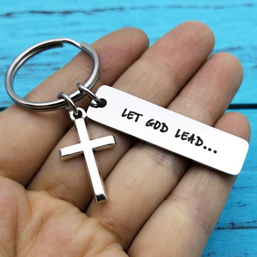 NWT Let God Lead Stainless Steel Keychain